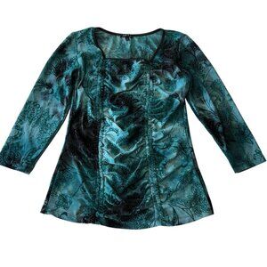 Vtg Y2K Whimsigoth Top Sz S Velvet Burnout Forest Fairy grunge Square Neck Witch